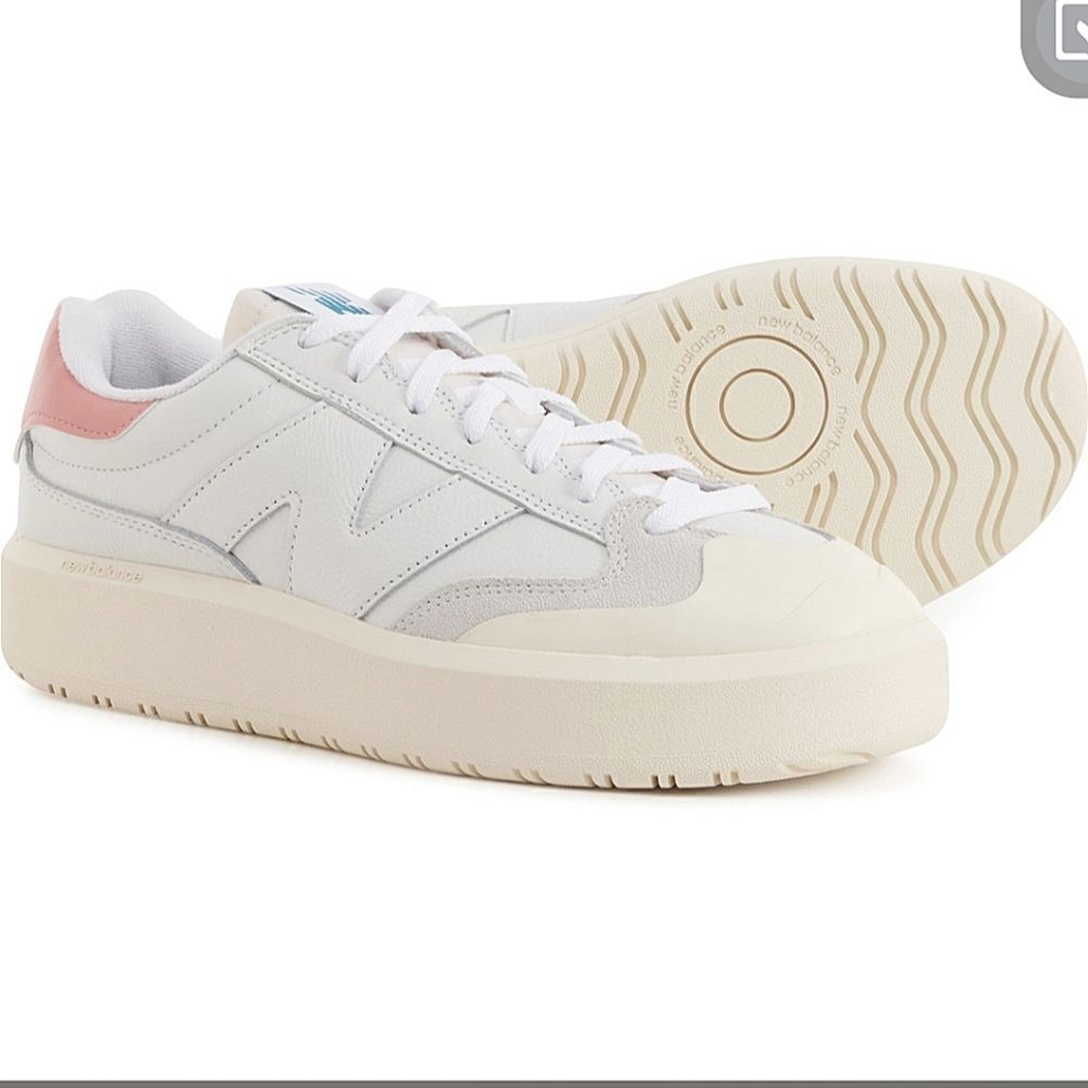 New Balance CT302 Chunky White & Pink Leather Sneakers 10.5 W 9 M 42.5 Euro